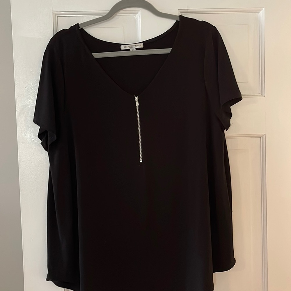 Green Envelope 1X Top Blouse